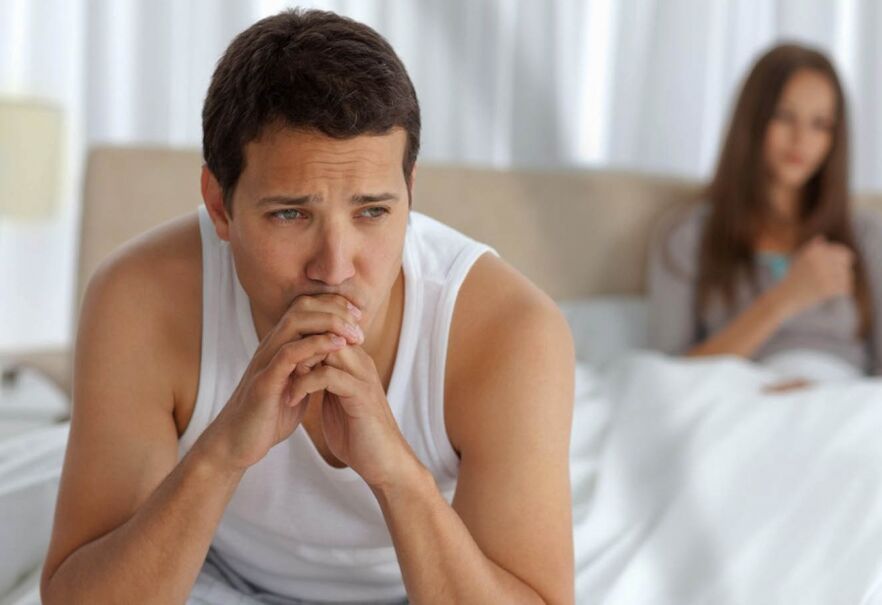 Painful sexual intercourse, deterioration of potency in a man is one of the signs of prostatitis